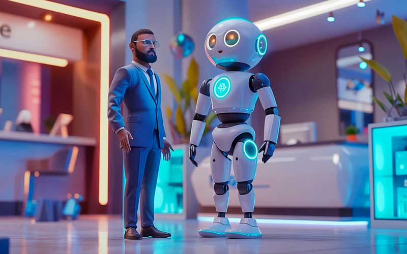 Spa manager reviewing AI-driven insights from Balnea spa management software
